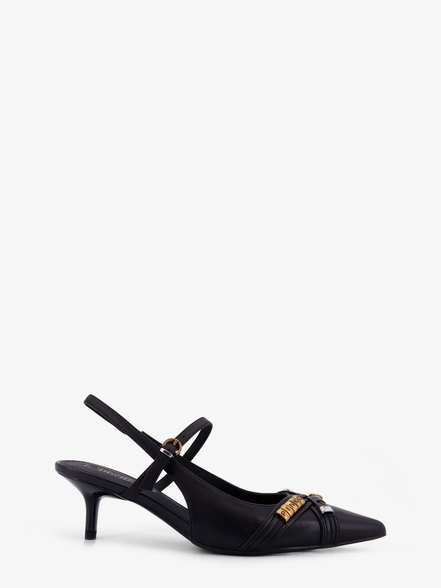 Pinko Gloria 18 Leather Pumps With Metal Lettering Detail