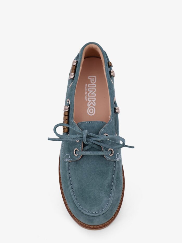 Pinko Grace Suede Loafers With Metal Lettering Logo