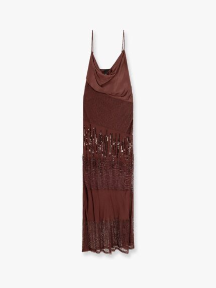 Pinko Ibis Satin And Lace Long Dress