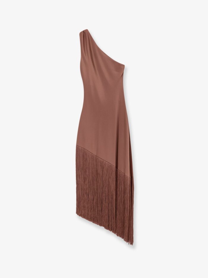 Pinko Kiwi Satin Dress With Fringe