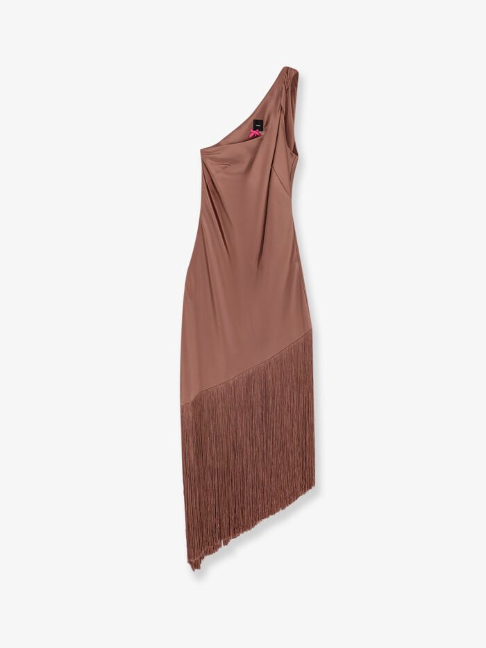 Pinko Kiwi Satin Dress With Fringe