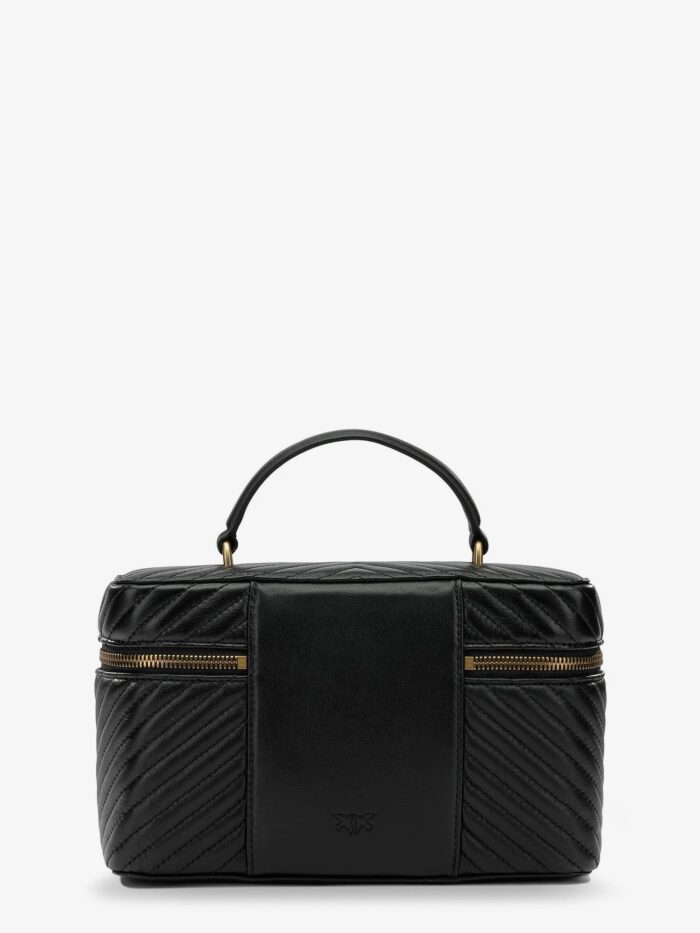 Pinko Leather Beauty Case With Metal Love Birds Logo