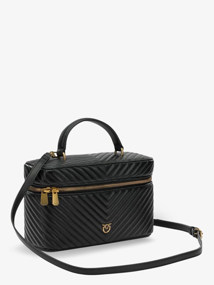 Pinko Leather Beauty Case With Metal Love Birds Logo