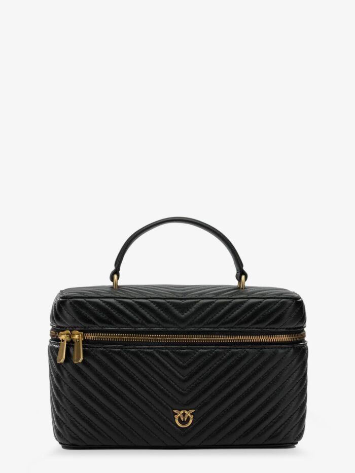 Pinko Leather Beauty Case With Metal Love Birds Logo