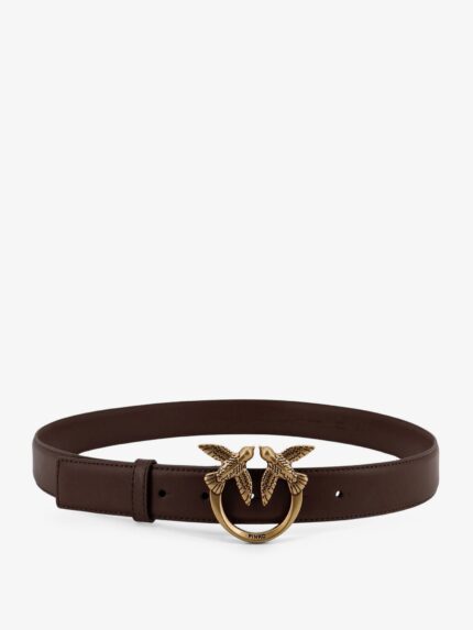 Pinko Leather Belt With Metal Love Birds Logo