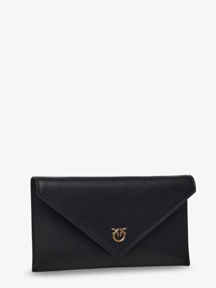 Pinko Leather Clutch Bag With Metal Love Birds Logo