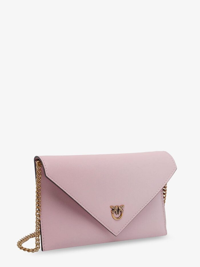 Pinko Leather Clutch Bag With Metal Love Birds Logo