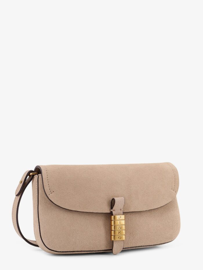 Pinko Leather Saddle Flat Crossbody Bag