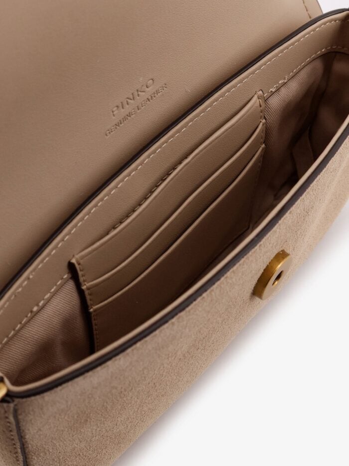 Pinko Leather Saddle Flat Crossbody Bag