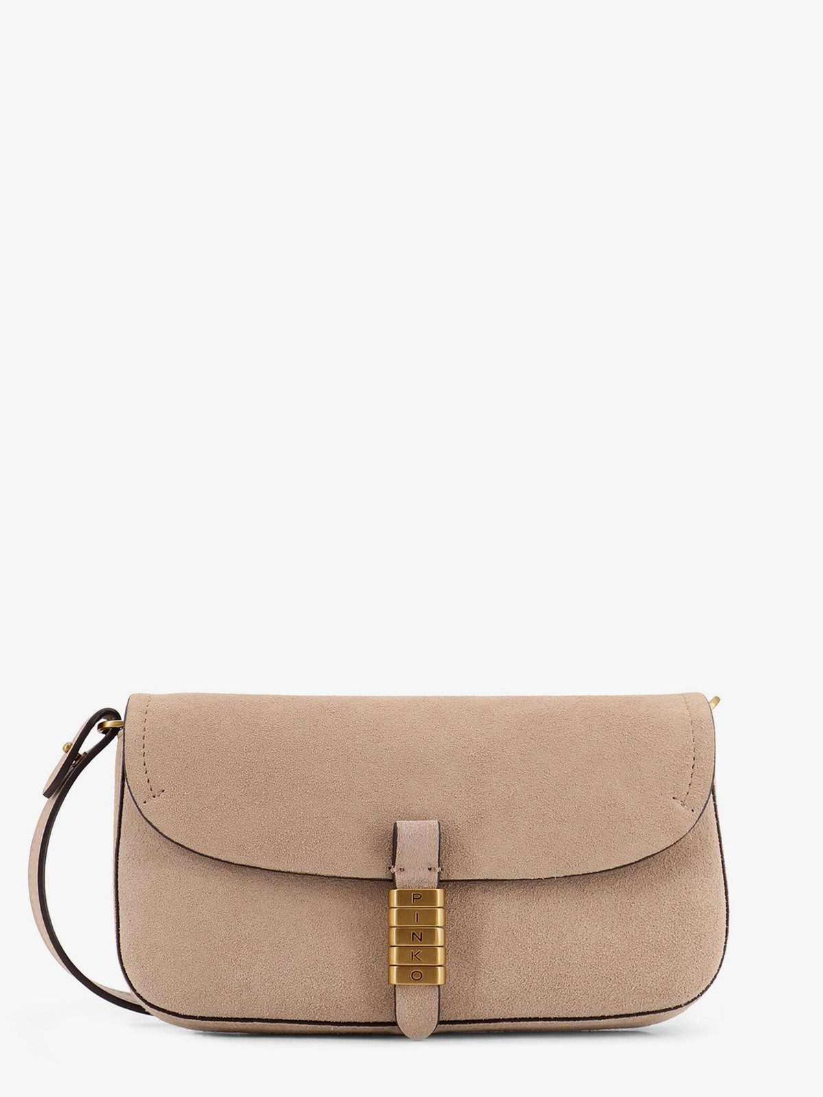 Pinko Leather Saddle Flat Crossbody Bag