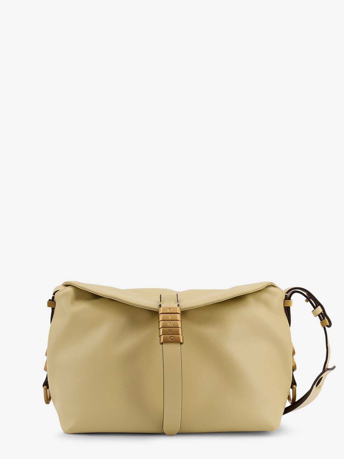 Pinko Leather Shoulder Bag With Logo Metal Detail