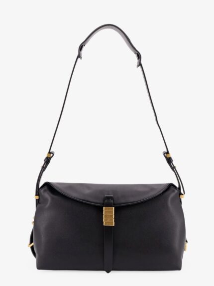 Pinko Leather Shoulder Bag With Metal Detail With Engraved Logo