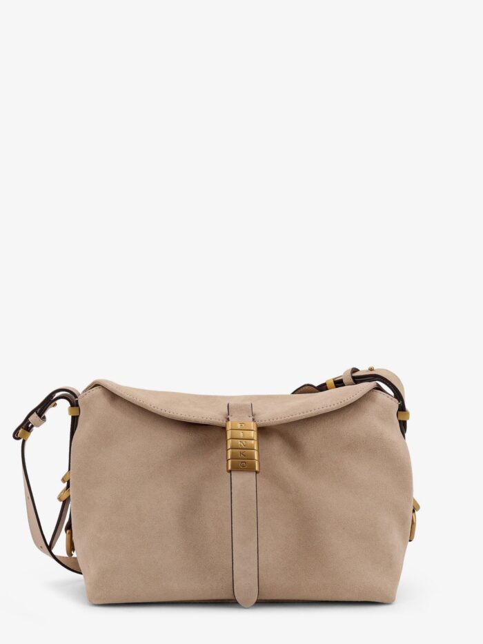Pinko Leather Shoulder Bag With Metal Logo Detail