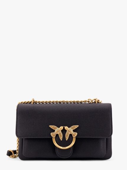 Pinko Leather Shoulder Bag With Metal Love Birds Buckle