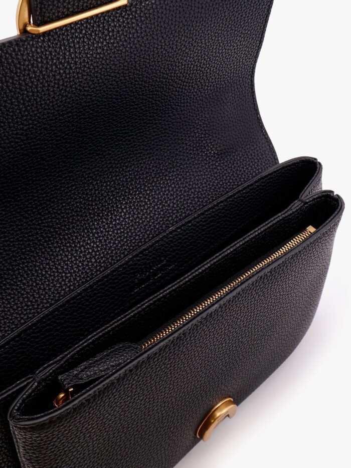 Pinko Leather Shoulder Bag With Metal Love Birds Buckle