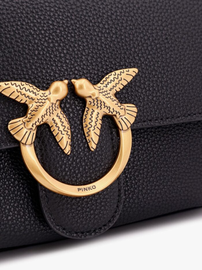 Pinko Leather Shoulder Bag With Metal Love Birds Buckle