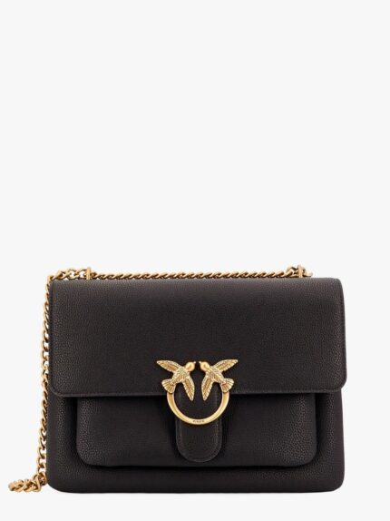 Pinko Leather Shoulder Bag With Metal Love Birds Buckle