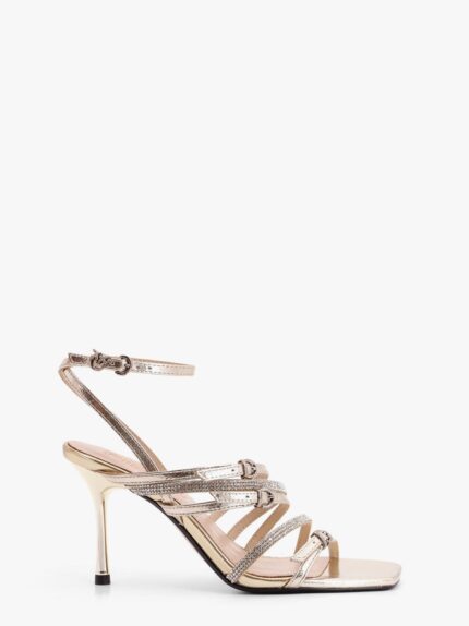 Pinko Lisa Leather Sandals With Rhinestone Strap Detail