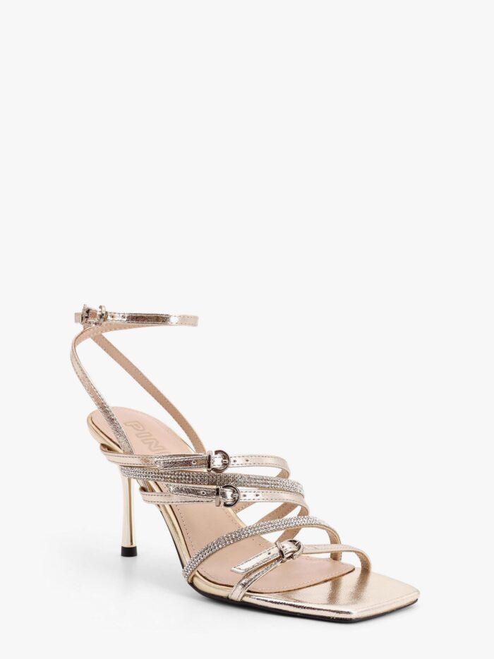 Pinko Lisa Leather Sandals With Rhinestone Strap Detail