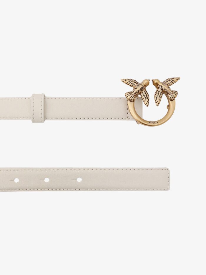 Pinko Love Berry Leather Belt With Love Birds Buckle