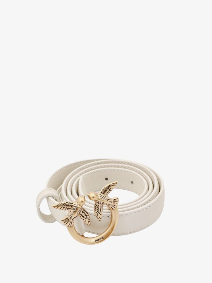 Pinko Love Berry Leather Belt With Love Birds Buckle
