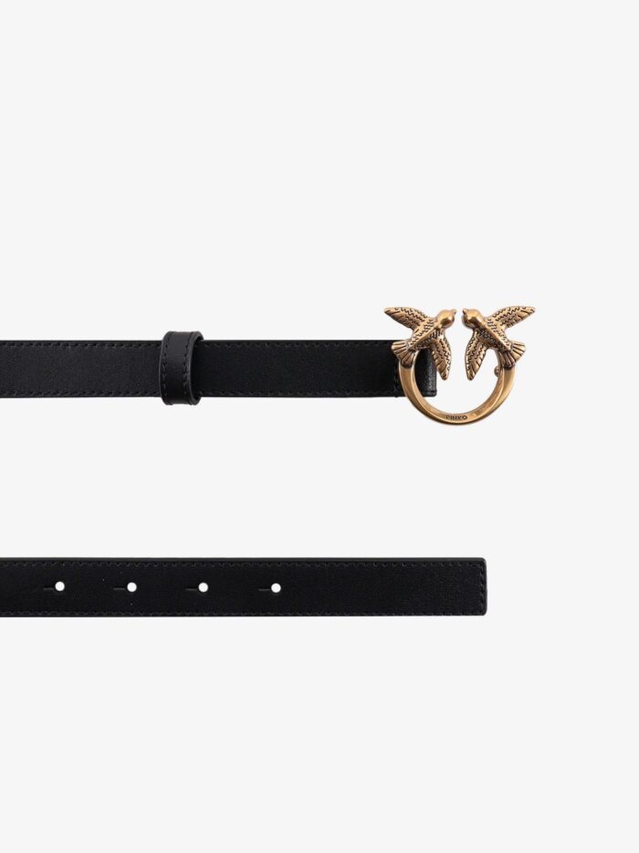Pinko Love Berry Leather Belt With Love Birds Buckle