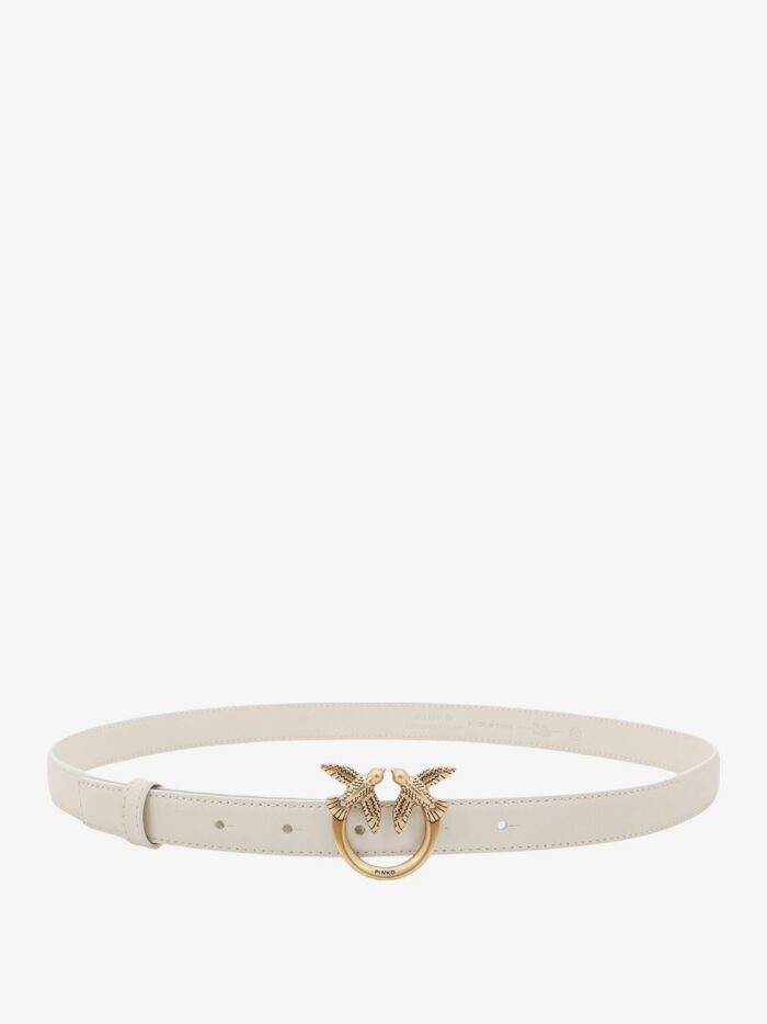 Pinko Love Berry Leather Belt With Love Birds Buckle