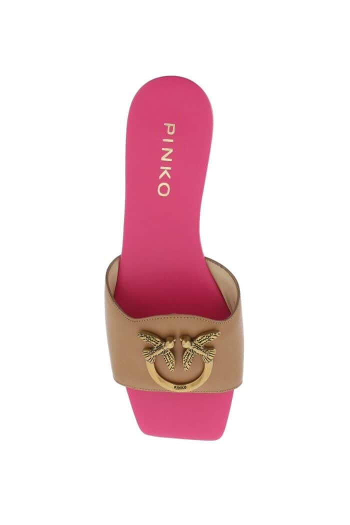 Pinko Love Birds Leather Slides