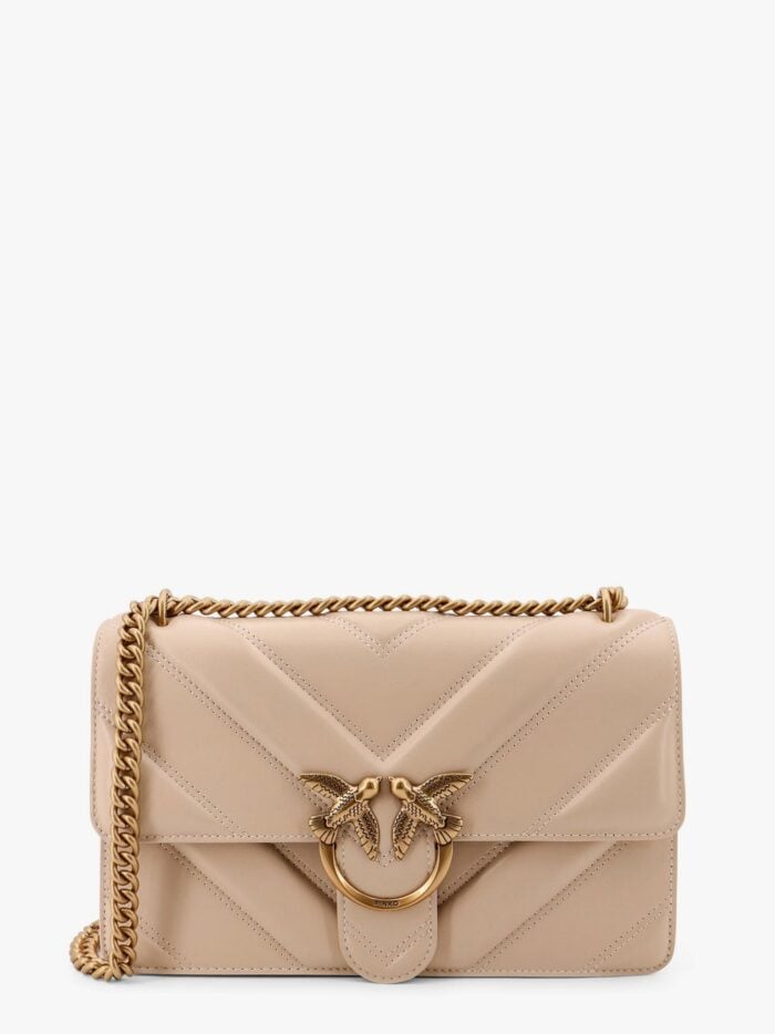 Pinko Love One Classic Matelassé Leather Shoulder Bag With Love Birds Buckle