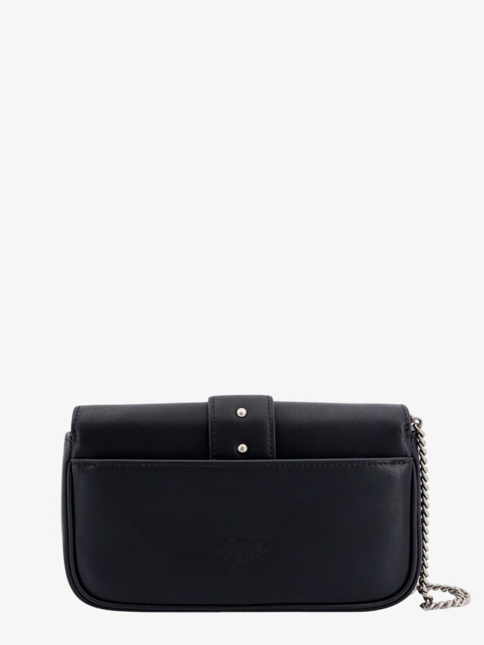 Pinko Love One Pocket Leather Shoulder Bag With Love Birds Buckle