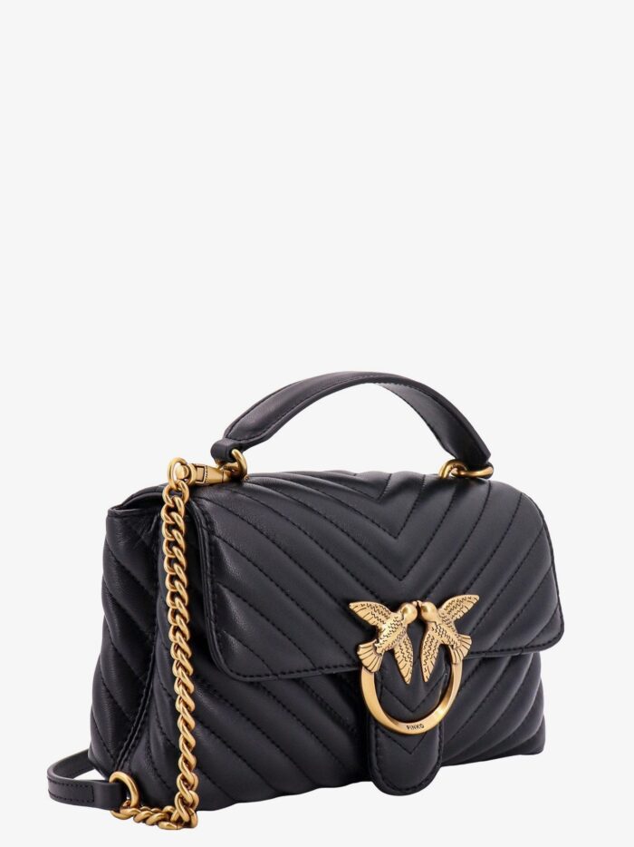 Pinko Matelassã© Leather Handbag With Iconic Love Birds Buckle