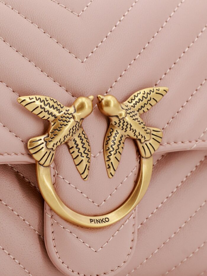 Pinko Matelassé Leather Handbag With Iconic Love Birds Buckle