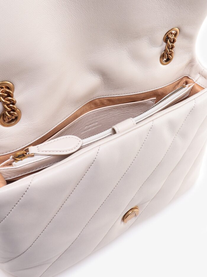 Pinko Matelassé Leather Shoulder Bag With Iconic Love Birds Buckle