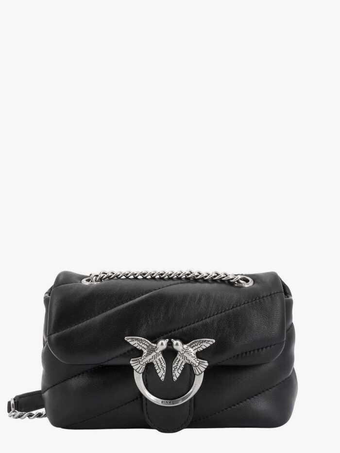 Pinko Matelassé Leather Shoulder Bag With Iconic Love Birds Buckle