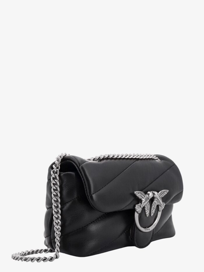 Pinko Matelassé Leather Shoulder Bag With Iconic Love Birds Buckle