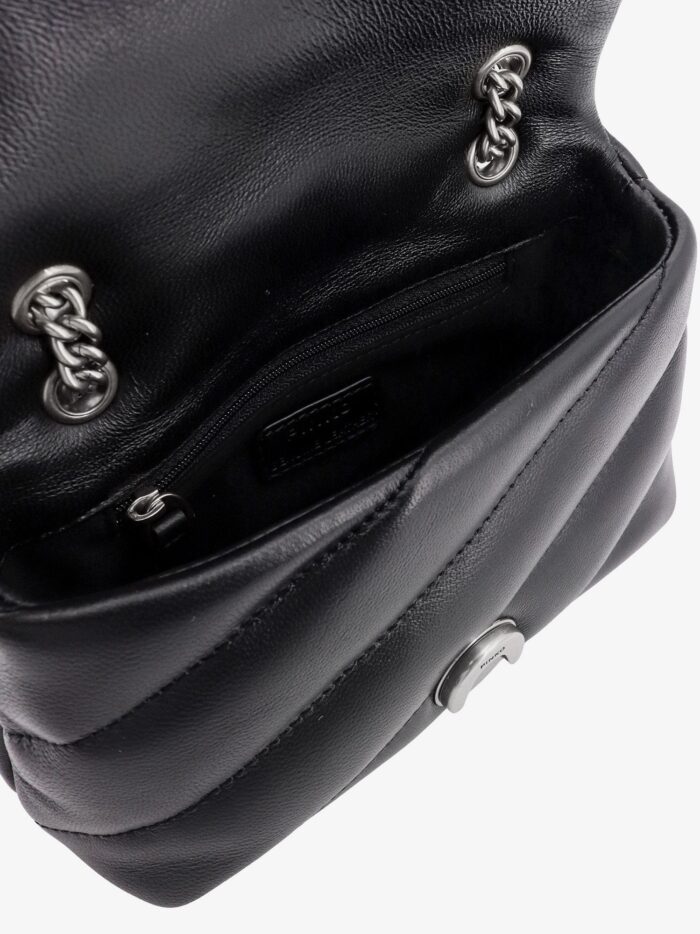 Pinko Matelassé Leather Shoulder Bag With Iconic Love Birds Buckle