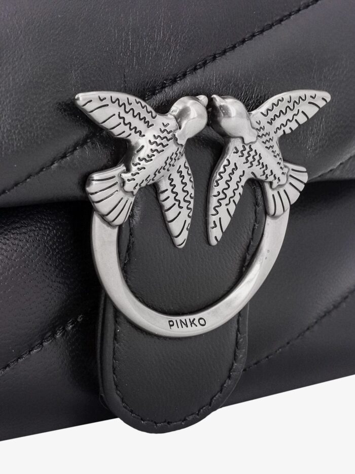Pinko Matelassé Leather Shoulder Bag With Iconic Love Birds Buckle