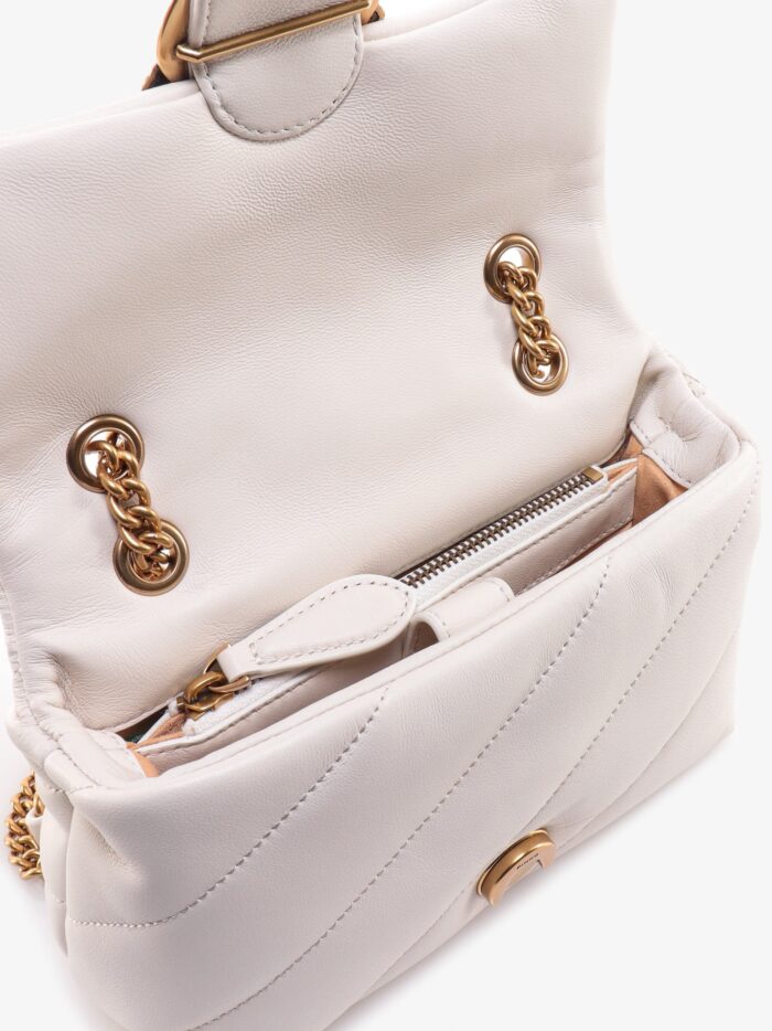 Pinko Matelassé Leather Shoulder Bag With Iconic Love Birds Buckle
