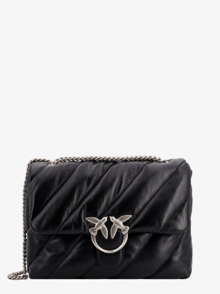 Pinko Matelassé Leather Shoulder Bag With Iconic Love Birds Buckle