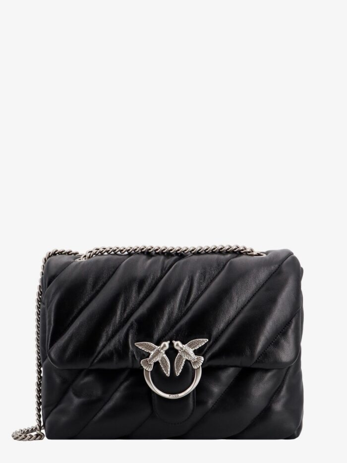 Pinko Matelassé Leather Shoulder Bag With Iconic Love Birds Buckle