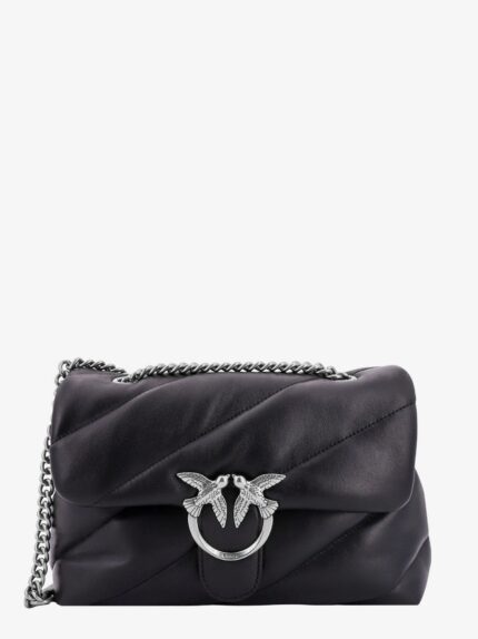 Pinko Matelassé Leather Shoulder Bag With Iconic Love Birds Buckle