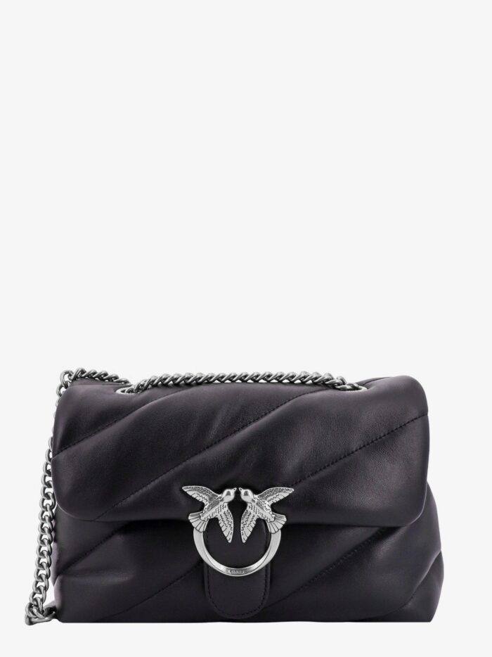 Pinko Matelassé Leather Shoulder Bag With Iconic Love Birds Buckle