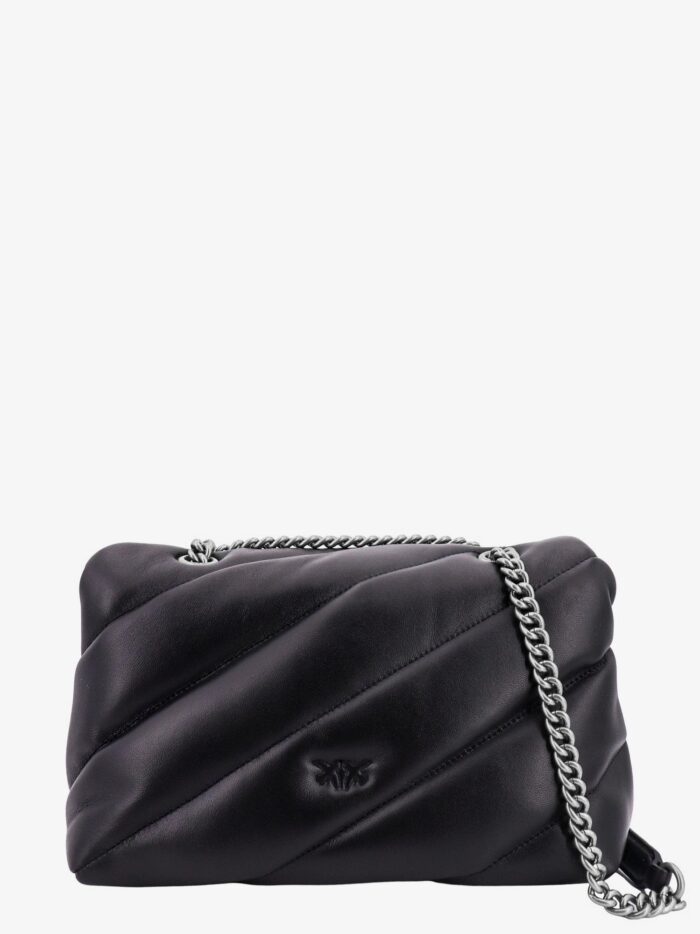 Pinko Matelassé Leather Shoulder Bag With Iconic Love Birds Buckle
