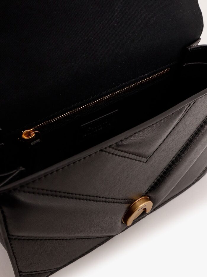 Pinko Matelassé Leather Shoulder Bag With Love Birds Buckle