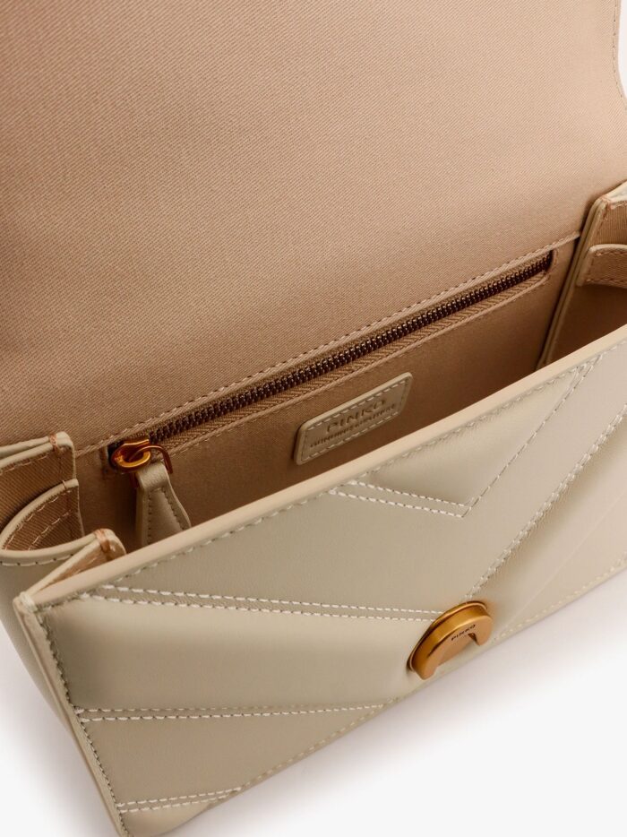 Pinko Matelassé Leather Shoulder Bag With Love Birds Buckle