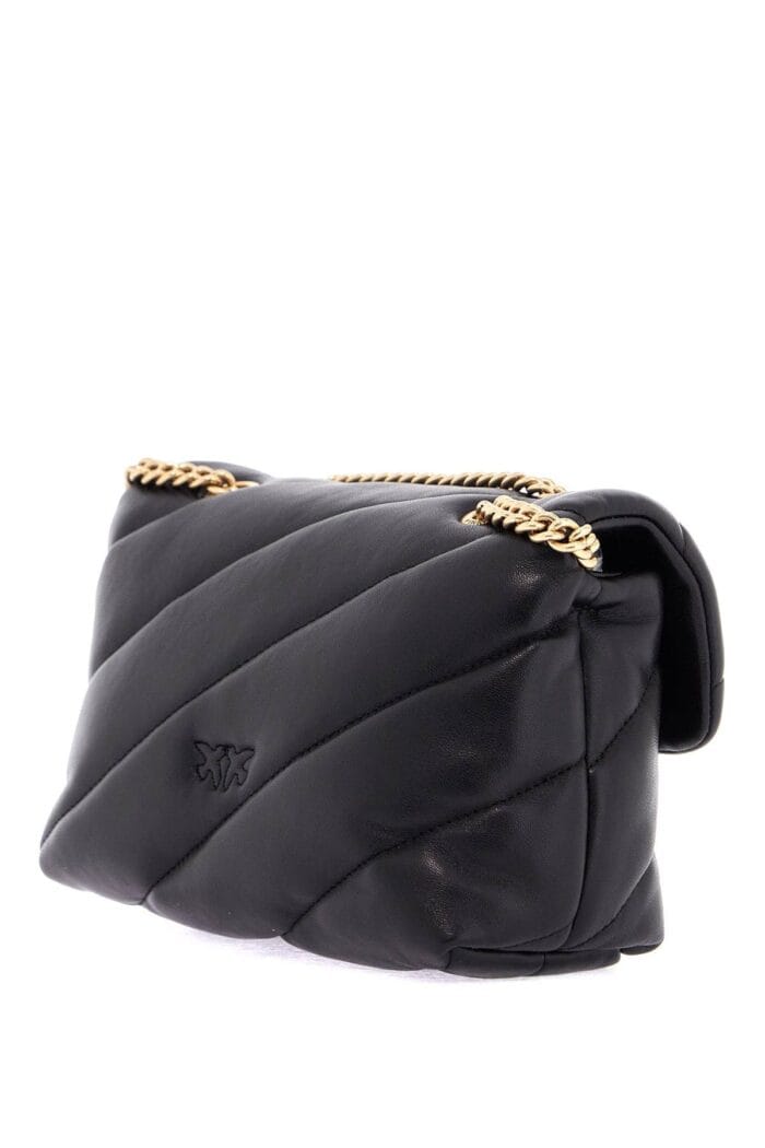 PINKO Mini Black Quilted Bag With Golden Chain Love Puff