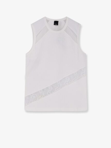 Pinko Molly Cotton Tank Top With Lace Inserts