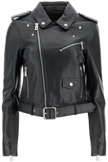 PINKO Nappa Leather Biker Jacket