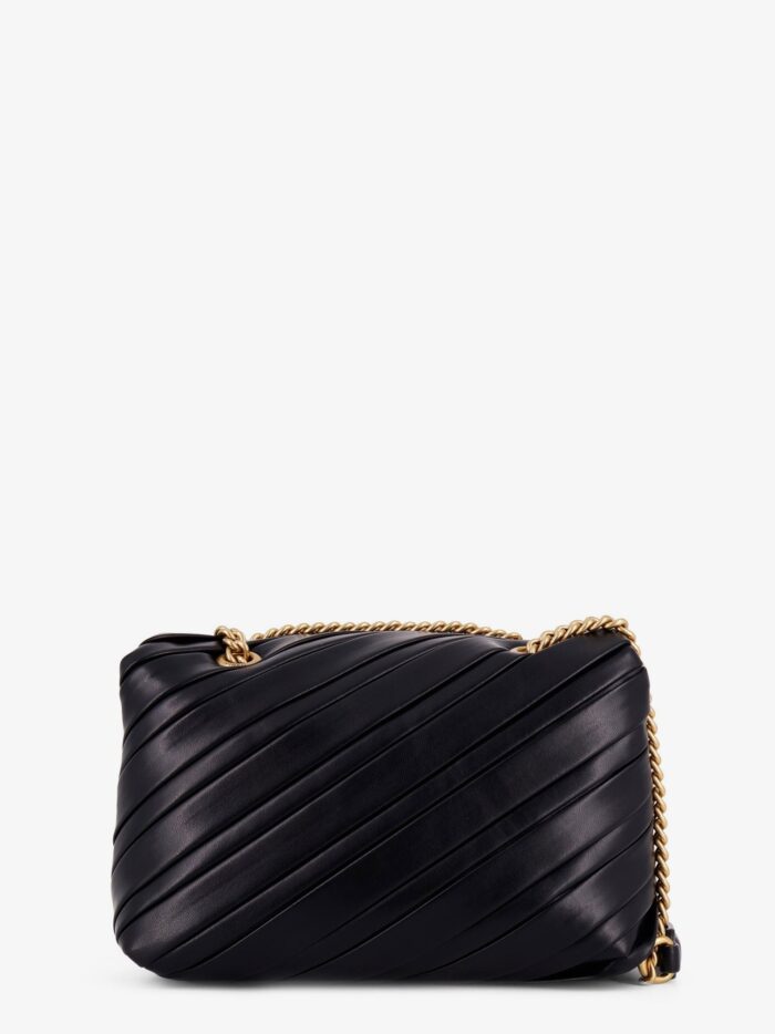 Pinko Plissé Leather Shoulder Bag With Love Birds Buckle
