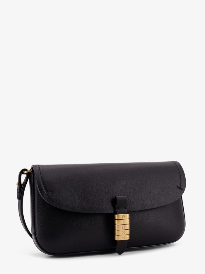 Pinko Saddle Flat Leather Crossbody Bag